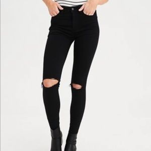 Black American Eagle high wasted ripped jeans